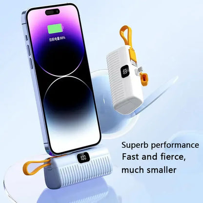 New 50000mAh Mini Power Bank Built in Cable PowerBank Digital display External Battery Portable Charger For iPhone Samsung